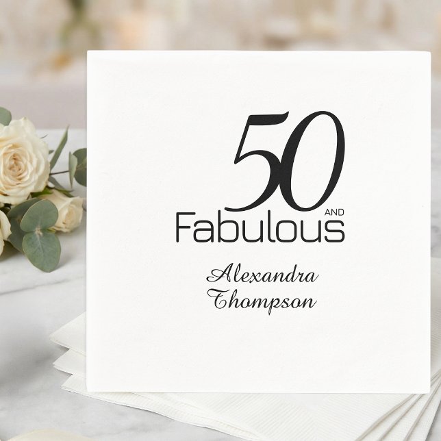 Modern Fifty and Fabulous Bold 50th Birthday Party Napkins (Creator Uploaded)
