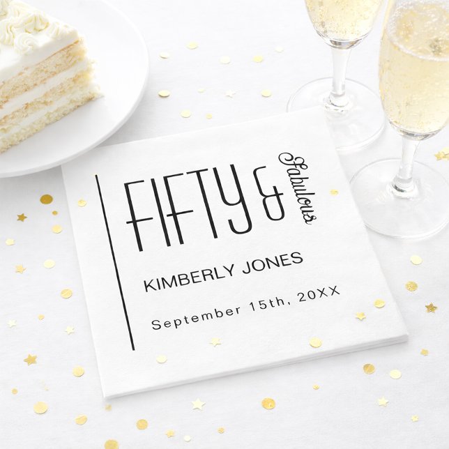 Modern Fifty and Fabulous Bold 50th Birthday Party Napkins (Creator Uploaded)