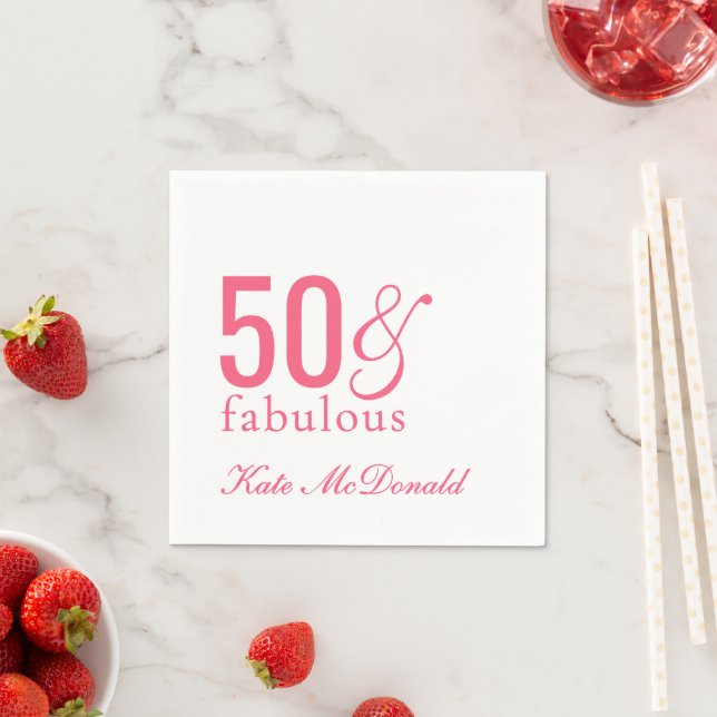 Modern Fifty and Fabulous Bold 50th Birthday Party Napkins (Insitu)