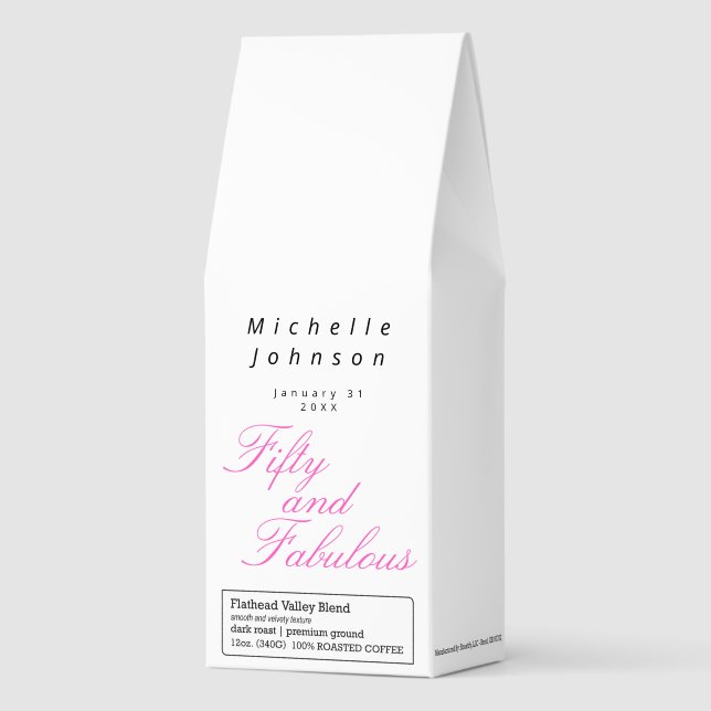 Modern Fifty and Fabulous Bold 50th Birthday Party Roasted Coffee (Front)