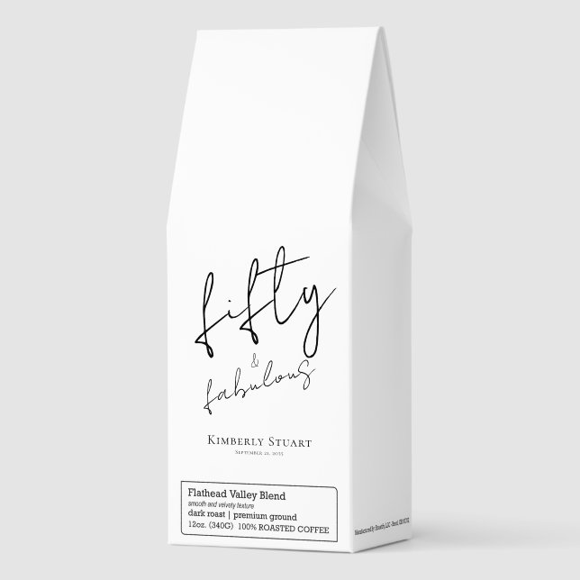 Modern Fifty and Fabulous Bold 50th Birthday Party Roasted Coffee (Front)