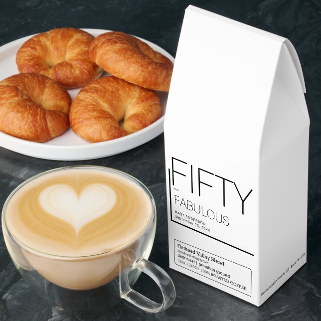 Modern Fifty and Fabulous Bold 50th Birthday Party Roasted Coffee (Breakfast)