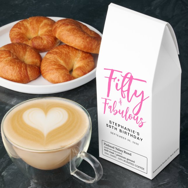 Modern Fifty and Fabulous Bold 50th Birthday Party Roasted Coffee (Breakfast)