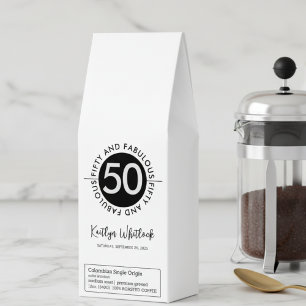 Modern Fifty and Fabulous Bold 50th Birthday Party Roasted Coffee