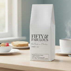 Modern Fifty and Fabulous Bold 50th Birthday Party Roasted Coffee