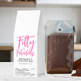 Modern Fifty and Fabulous Bold 50th Birthday Party Roasted Coffee