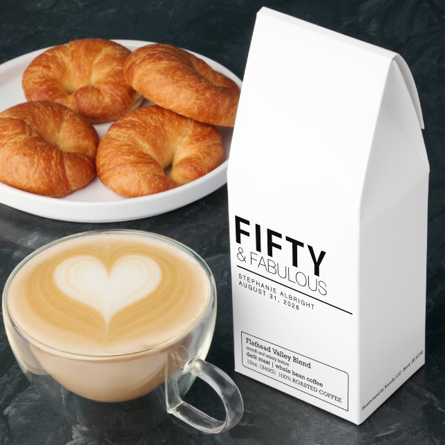 Modern Fifty and Fabulous Bold 50th Birthday Party Roasted Coffee (Breakfast)