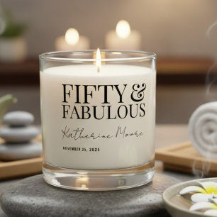 Modern Fifty and Fabulous Bold 50th Birthday Party Scented Candle