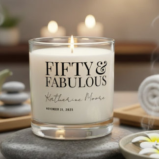 Modern Fifty and Fabulous Bold 50th Birthday Party Scented Candle