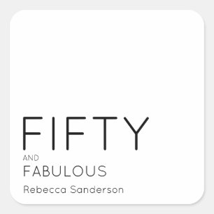 Modern Fifty and Fabulous Bold 50th Birthday Party Square Sticker