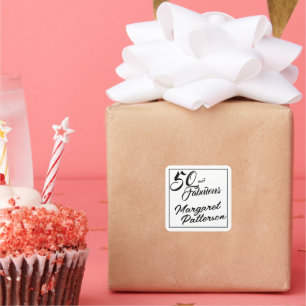 Modern Fifty and Fabulous Bold 50th Birthday Party Square Sticker