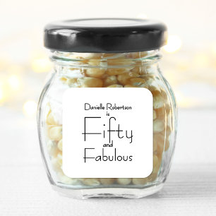 Modern Fifty and Fabulous Bold 50th Birthday Party Square Sticker