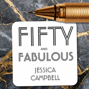 Modern Fifty and Fabulous Bold 50th Birthday Party Square Sticker
