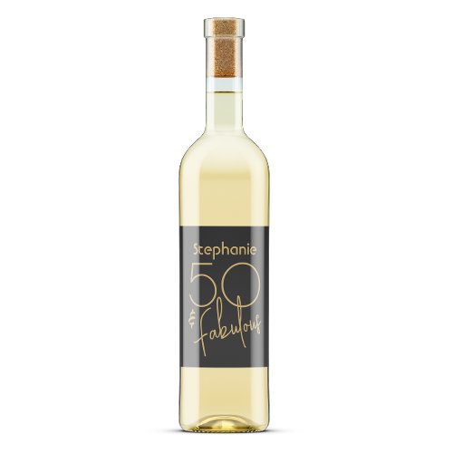  Modern Fifty and Fabulous Gold 50th Birthday Wine Label