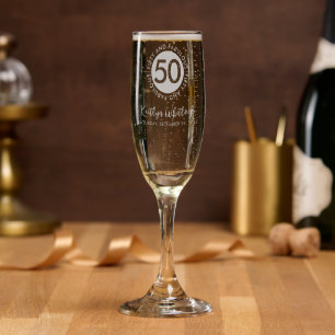 Modern Fifty and Fabulous Name 50th Birthday Party Champagne Flute