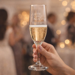 Modern Fifty and Fabulous Name 50th Birthday Party Champagne Flute