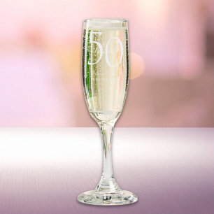 Modern Fifty and Fabulous Name 50th Birthday Party Champagne Flute