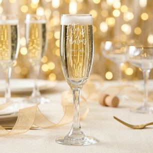 Modern Fifty and Fabulous Name 50th Birthday Party Champagne Flute