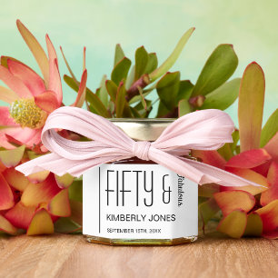 Modern Fifty and Fabulous Name 50th Birthday Party Honey Jar Favors