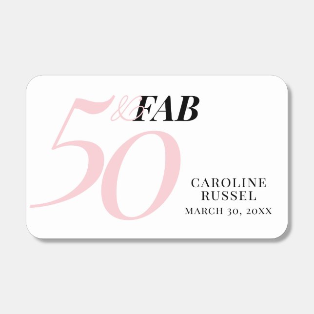 Modern Fifty and Fabulous Name 50th Birthday Party Matchboxes (Front)