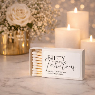Modern Fifty and Fabulous Name 50th Birthday Party Matchboxes