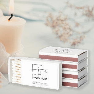 Modern Fifty and Fabulous Name 50th Birthday Party Matchboxes