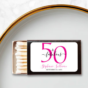 Modern Fifty and Fabulous Name 50th Birthday Party Matchboxes