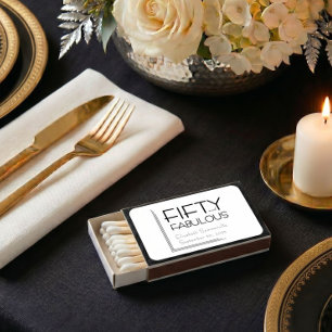 Modern Fifty and Fabulous Name 50th Birthday Party Matchboxes