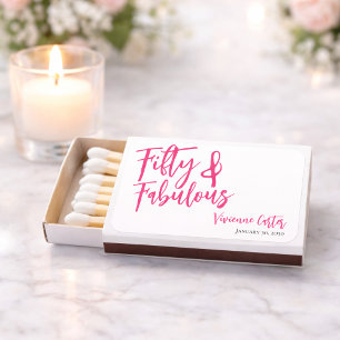 Modern Fifty and Fabulous Name 50th Birthday Party Matchboxes