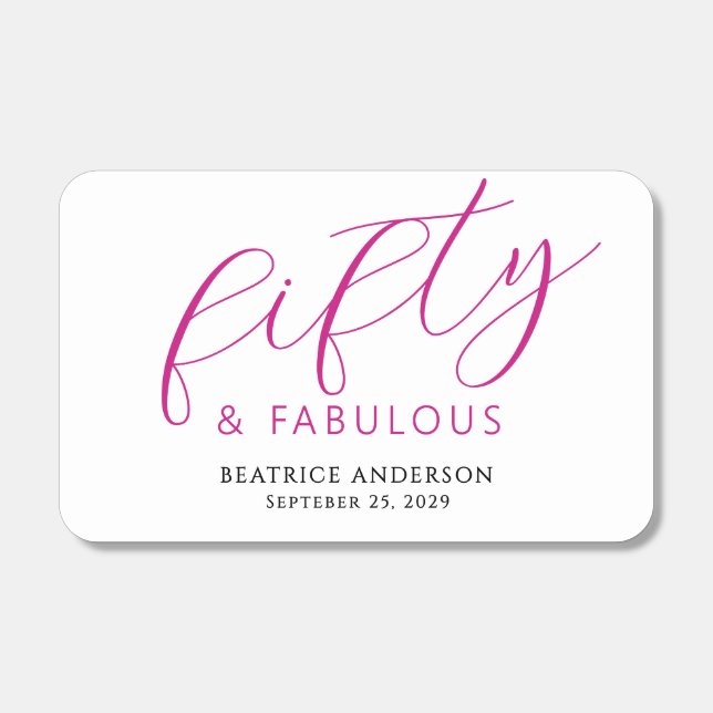 Modern Fifty and Fabulous Name 50th Birthday Party Matchboxes (Front)