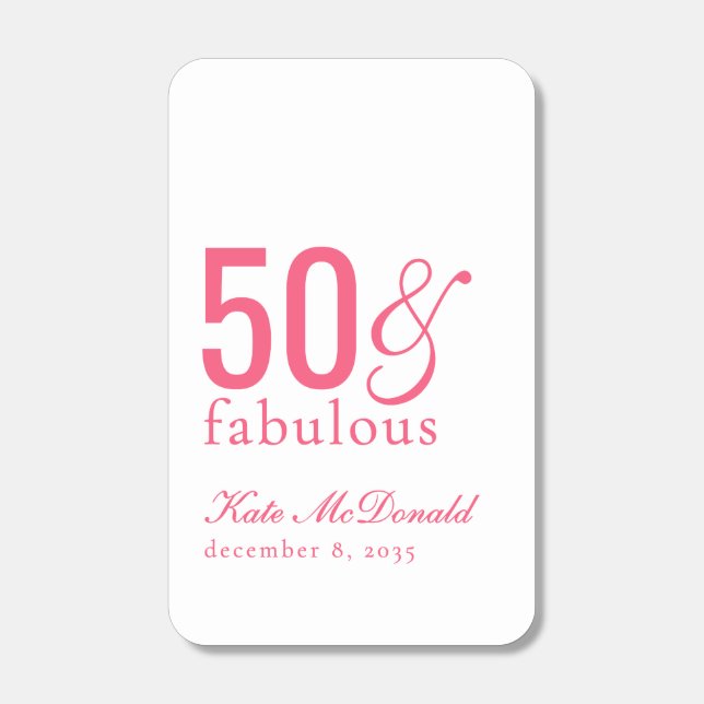 Modern Fifty and Fabulous Name 50th Birthday Party Matchboxes (Front)