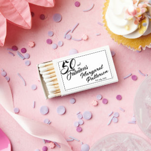 Modern Fifty and Fabulous Name 50th Birthday Party Matchboxes