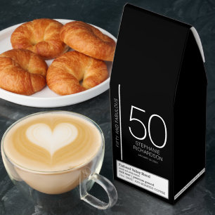 Modern Fifty and Fabulous Name Date 50th Birthday Roasted Coffee