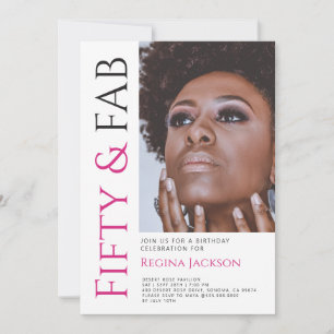 Modern Fifty And Fabulous Photo Birthday Invitation