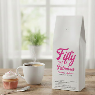 Modern Fifty and Fabulous Pink 50th Birthday Party Roasted Coffee