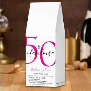 Modern Fifty and Fabulous Pink 50th Birthday Party Roasted Coffee