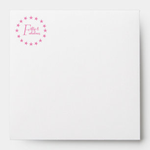 Modern Fifty and Fabulous Pink Star Birthday Envelope