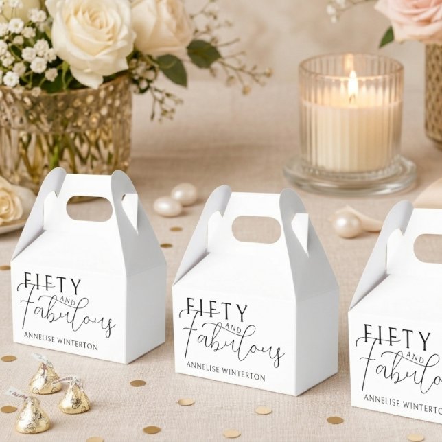 Modern Fifty and Fabulous Script 50th Birthday Favor Boxes (Creator Uploaded)