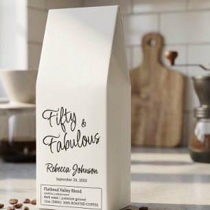 Modern Fifty and Fabulous Script 50th Birthday  Roasted Coffee