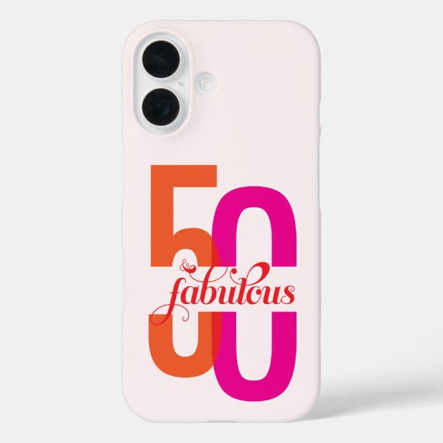 Modern Fifty & Fabulous 50th Birthday Case-Mate iPhone Case (Back)