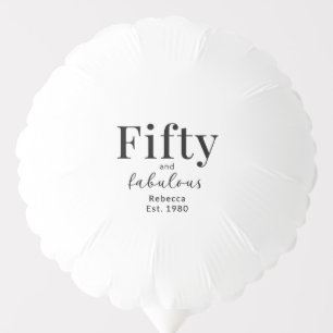 Modern Fifty Fabulous 50th Birthday Custom Name Balloon