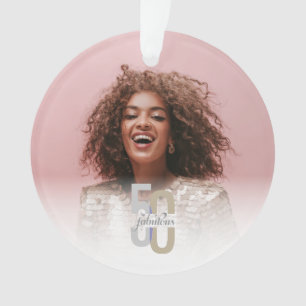 Modern Fifty & Fabulous 50th Birthday Elegant Ornament