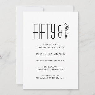 Modern Fifty & Fabulous 50th Birthday Party Invitation