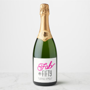 Modern Fifty & Fabulous 50th Birthday Party Sparkling Wine Label