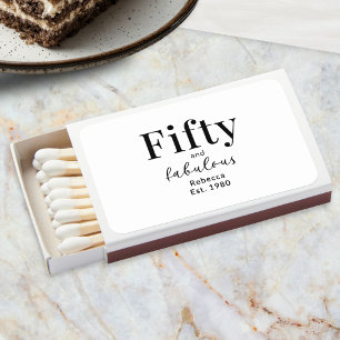 Modern Fifty Fabulous 50th Birthday Personalized Matchboxes