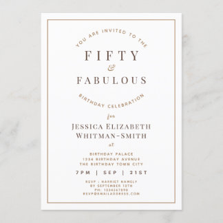 Modern Fifty & Fabulous Birthday Invitation