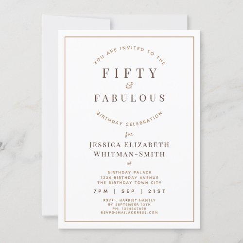 Modern Fifty  Fabulous Birthday Invitation