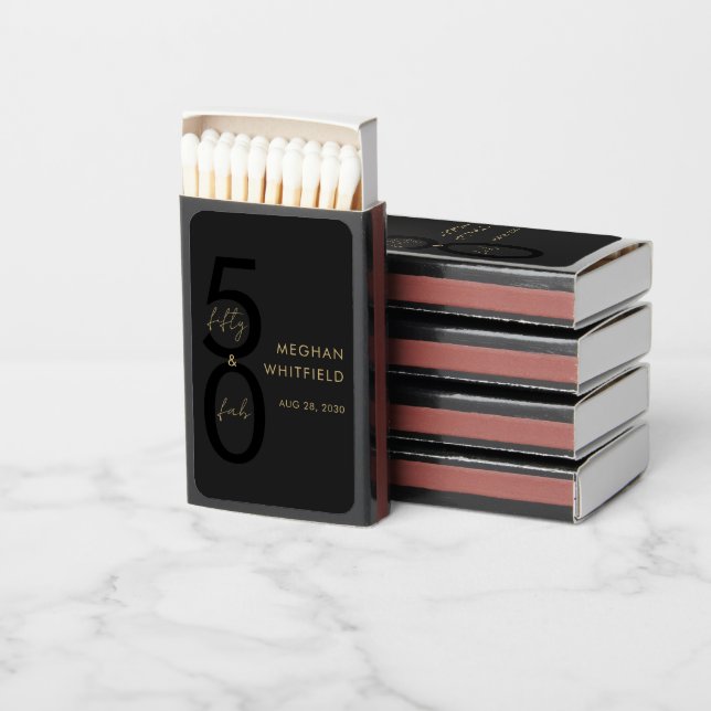 Modern Fifty Fabulous Script Name 50th Birthday Matchboxes (Stacked)
