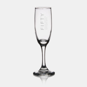Modern Fifty Name Date Bold 50th Birthday Party Champagne Flute