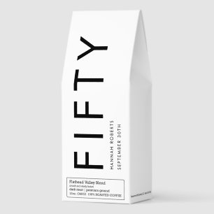 Modern Fifty Name Date Bold 50th Birthday Party Roasted Coffee